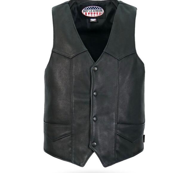 NWT Hot Leathers VSM5006 USA Made Classic Premium Biker Motorcycle Leather Vest - Picture 1 of 9